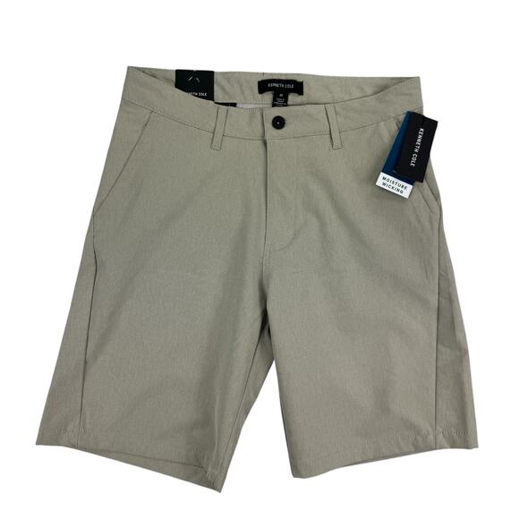 Kenneth Cole Mens Heathered Tech Performance 9" Shorts Beige 30 - Picture 1 of 4